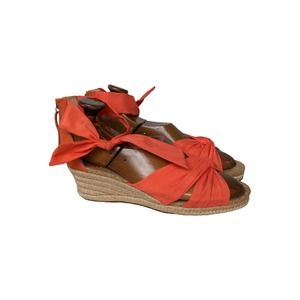Ugg Starla Wedge Ankle Tie Espadrille Heels in Orange Size 9